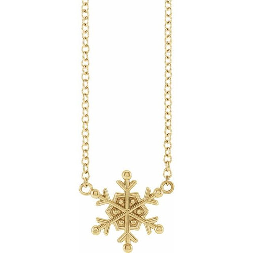 14K Yellow Gold Petite Snowflake Necklace