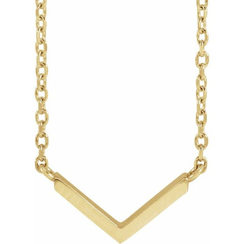 14K Yellow Gold V Necklace