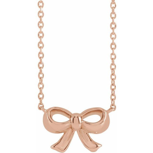 14K Rose Gold Bow Necklace