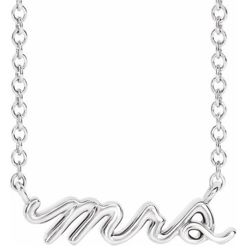 14K White Gold Mrs Necklace