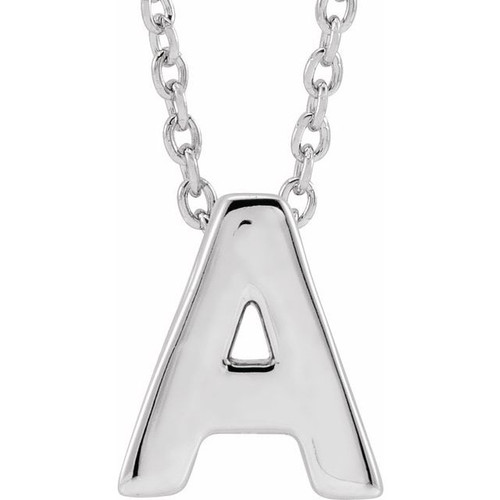 14K White Gold Initial A Slide Pendant Necklace