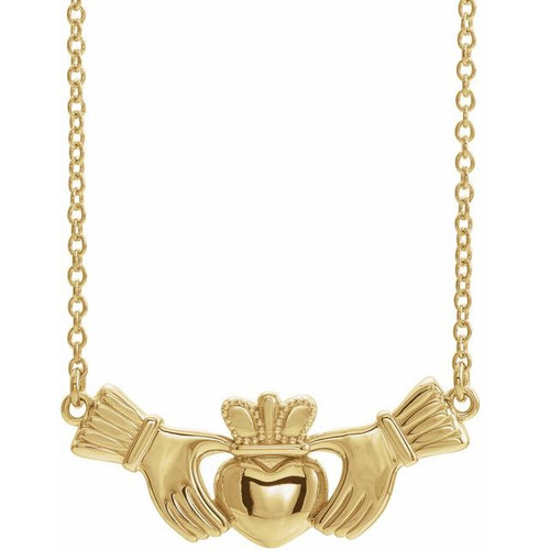 14K Yellow Gold Claddagh Necklace