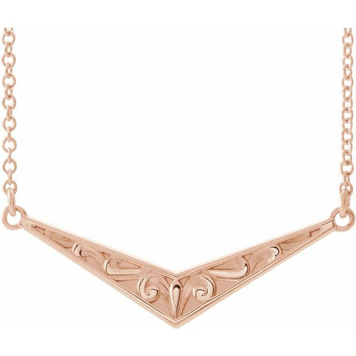 14K Rose Gold Sculptural "V" Necklace