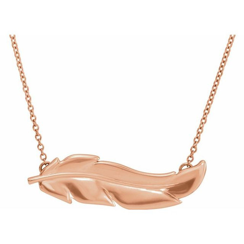 14K Rose Gold Feather Necklace