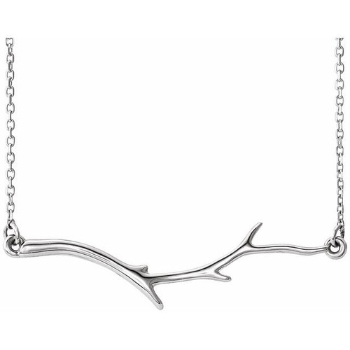14K White Gold Branch Bar Necklace