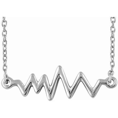 14K White Gold Heartbeat Necklace