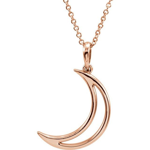 14K Gold Diamond Pearl Crescent Moon Necklace