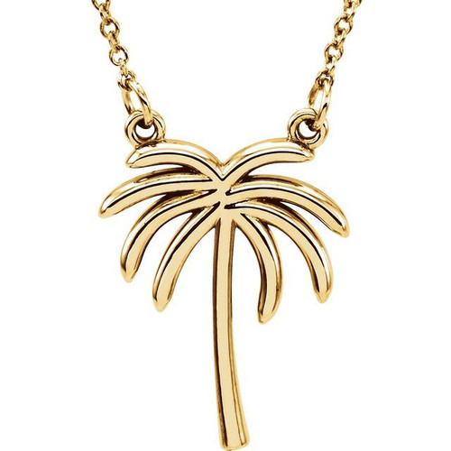 14K Yellow Gold Palm Tree Necklace