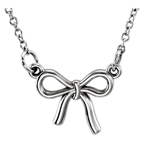14K White Gold Tiny Posh® Knotted Bow Necklace