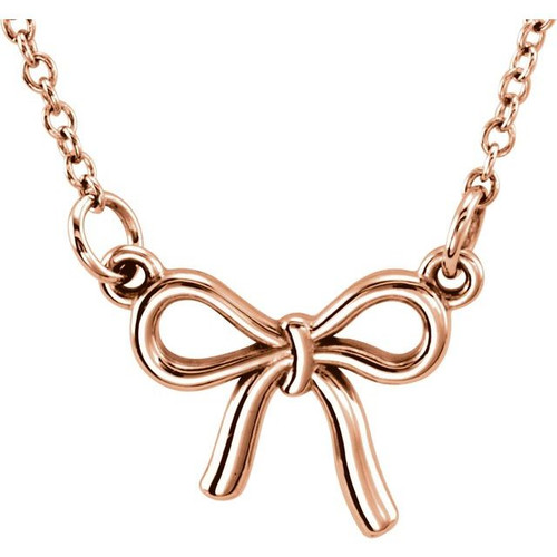 14K Rose Gold Tiny Posh® Knotted Bow Necklace