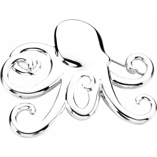 14K White Gold Octopus Pendant Or Brooch