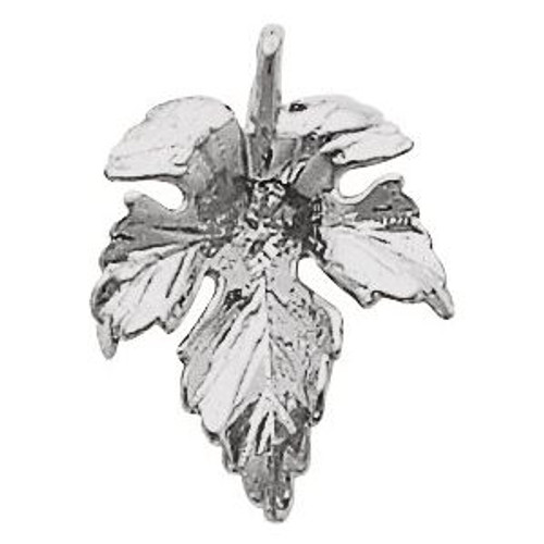 14K White Gold Leaf Pendant