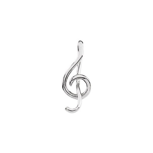 14K White Gold Treble Clef Pendant