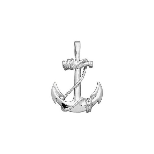 14K White Gold Anchor Pendant