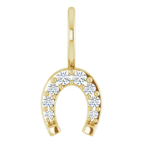 14K Yellow Gold 1/8 CTW Natural Diamond Horseshoe Pendant