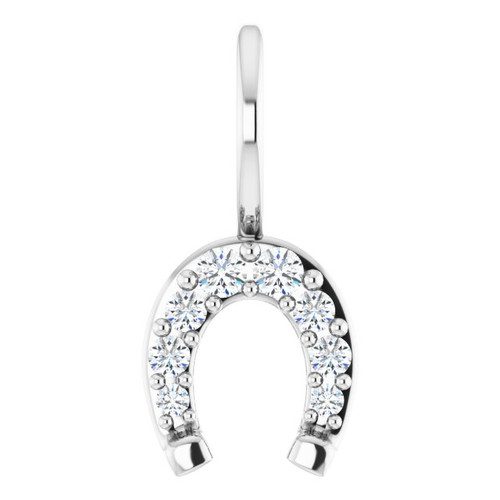 14K White Gold 1/8 CTW Natural Diamond Horseshoe Pendant