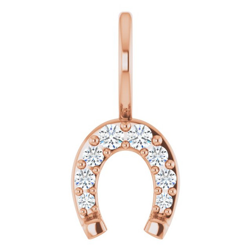 14K Rose Gold 1/8 CTW Natural Diamond Horseshoe Pendant