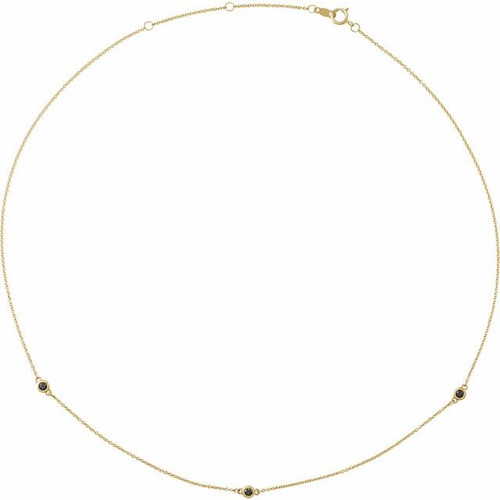 14K Yellow Gold 1/5 CTW Natural Black Diamond 3-Station Necklace