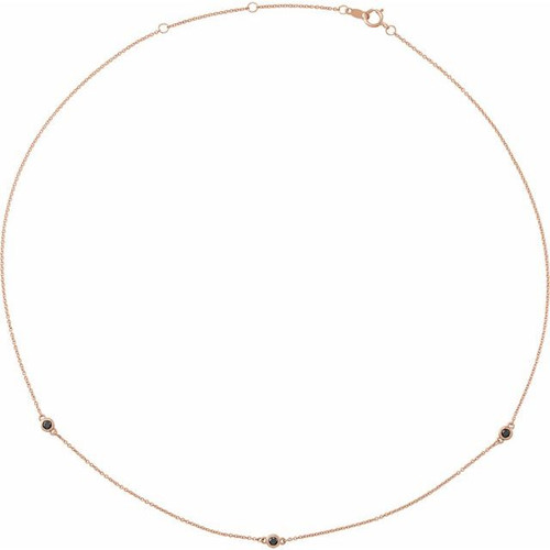 14K Rose Gold 1/5 CTW Natural Black Diamond 3-Station Necklace