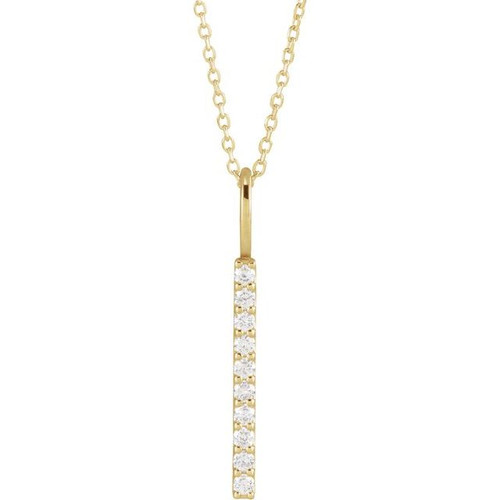 14K Yellow Gold 1/6 CTW Natural Diamond Vertical Bar Necklace