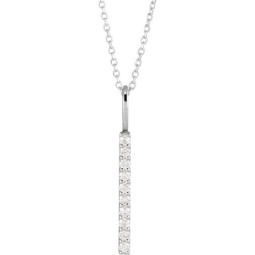 14K White Gold 1/6 CTW Natural Diamond Vertical Bar Necklace