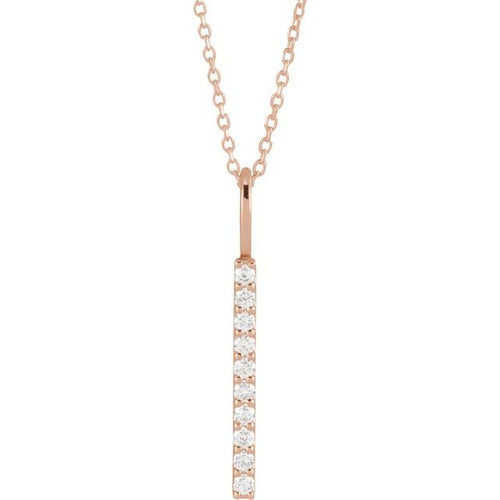 14K Rose Gold 1/6 CTW Natural Diamond Vertical Bar Necklace