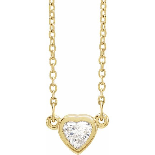 14K Yellow Gold 1/4 CT Natural Diamond Heart Necklace