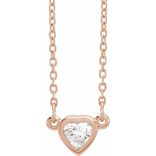 14K Rose Gold 1/4 CT Natural Diamond Heart Necklace