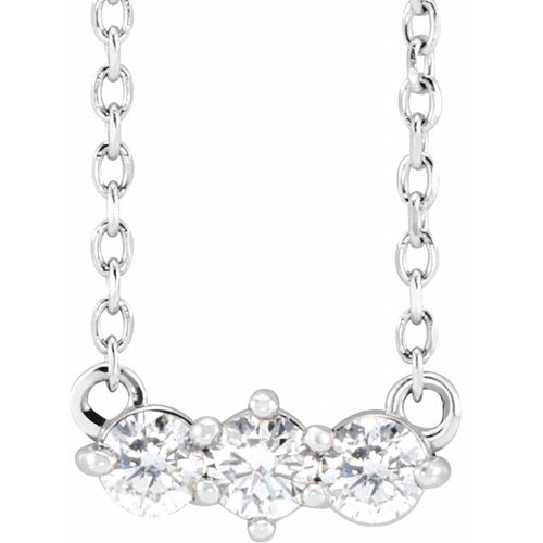 14K White Gold 1/5 CTW Natural Diamond Three-Stone Necklace