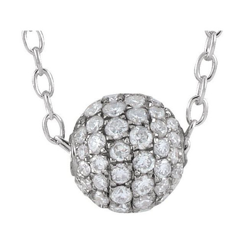 14K White Gold 3/8 CTW Natural Diamond Ball Necklace