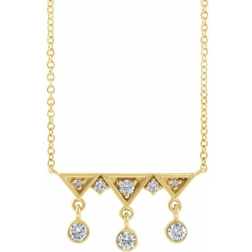 14K Yellow Gold 1/5 CTW Natural Diamond Fringe Bar Necklace