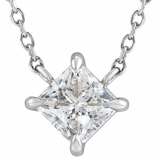14K White Gold 1/2 CTW Natural Diamond Solitaire Necklace