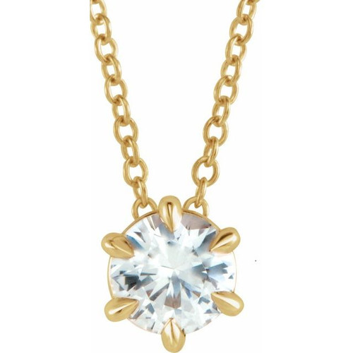 14K Yellow Gold 1/2 CT Natural Diamond Solitaire Necklace