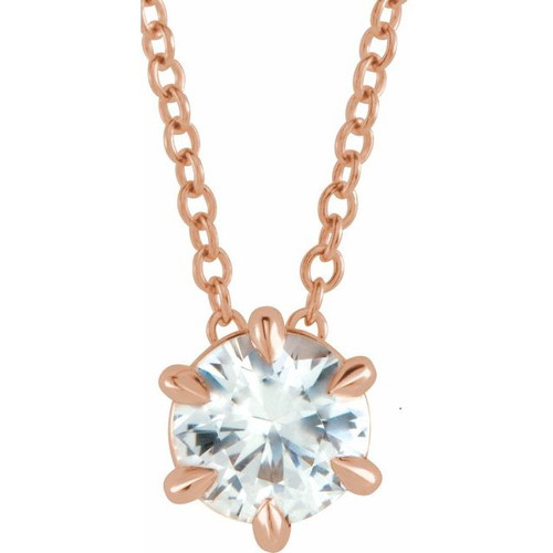 14K Rose Gold 1/2 CT Natural Diamond Solitaire Necklace