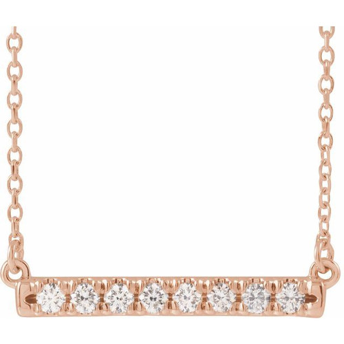 14K Rose Gold 1/4 CTW Natural Diamond French-Set Bar Necklace