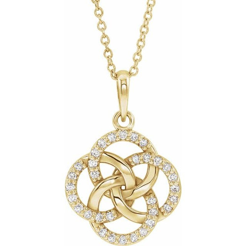 14K Yellow Gold 1/8 CTW Natural Diamond Five-Fold Celtic Necklace