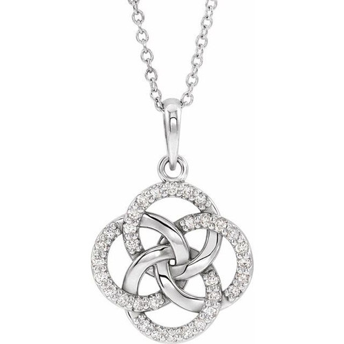 14K White Gold 1/8 CTW Natural Diamond Five-Fold Celtic Necklace