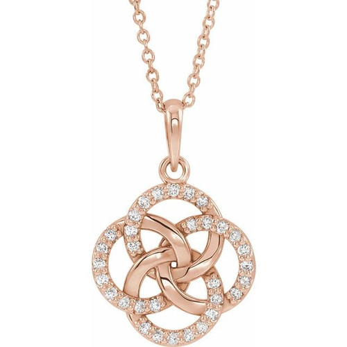 14K Rose Gold 1/8 CTW Natural Diamond Five-Fold Celtic Necklace