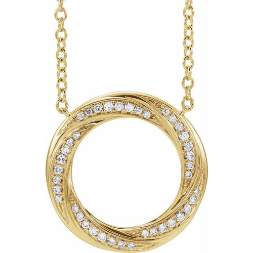 14K Yellow Gold 1/5 CTW Natural Diamond Circle Necklace