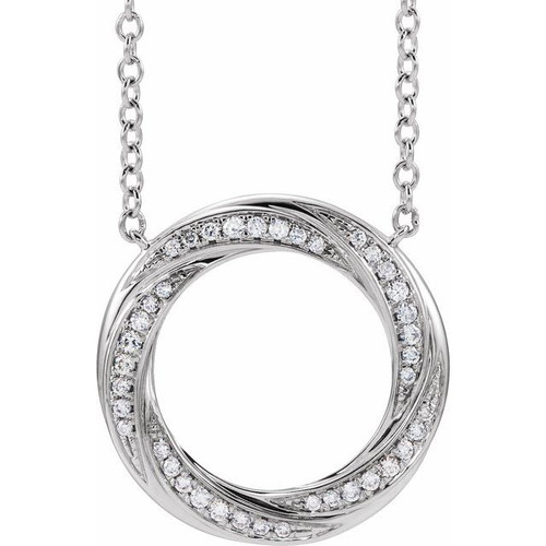 14K White Gold 1/5 CTW Natural Diamond Circle Necklace