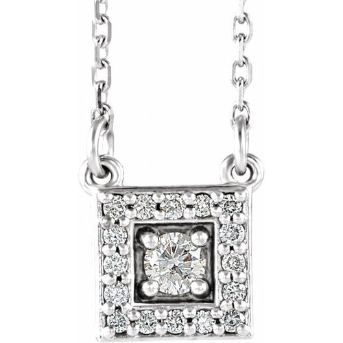 14K White Gold 1/8 CTW Natural Diamond Halo-Style Necklace