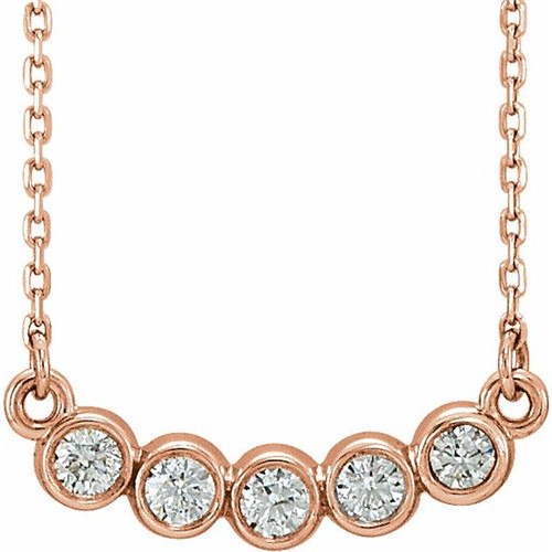 14K Rose Gold 1/3 CTW Natural Diamond Bezel-Set Necklace