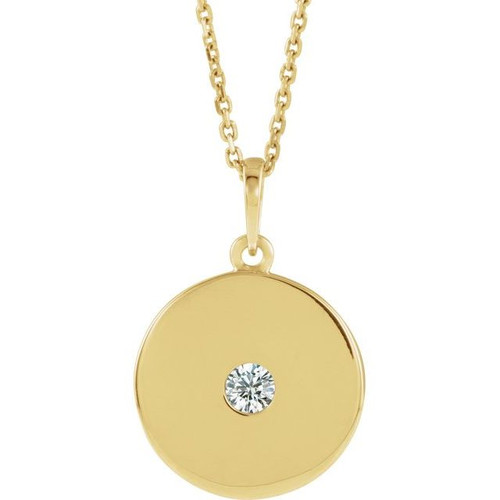 14K Yellow Gold 1/10 CTW Natural Diamond Disc Necklace