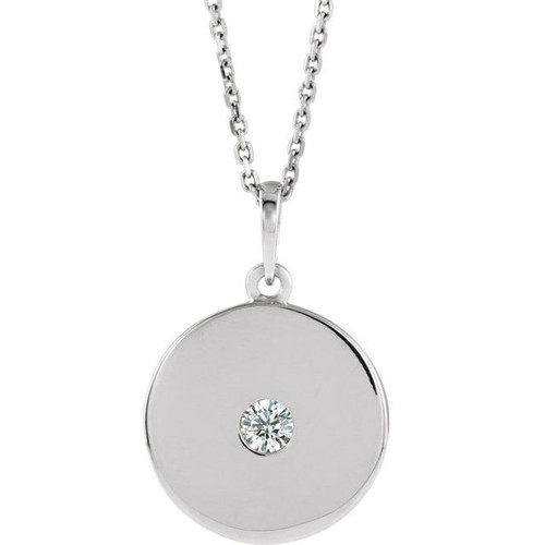 14K White Gold 1/10 CTW Natural Diamond Disc Necklace