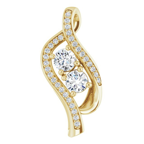 14K Yellow Gold 5/8 CTW Natural Diamond Two Stone Pendant