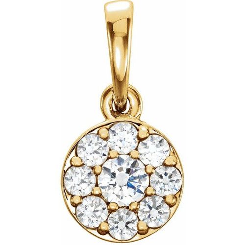 14K Yellow Gold 1/4 CTW Natural Diamond Cluster Pendant