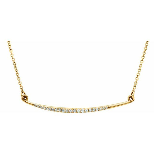 14K Yellow Gold 1/8 CTW Natural Diamond Curved Bar Necklace