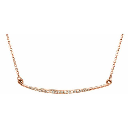 14K Rose Gold 1/8 CTW Natural Diamond Curved Bar Necklace