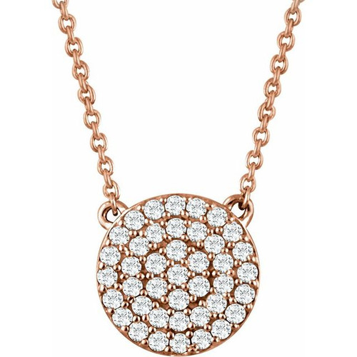 14K Rose Gold 1/3 CTW Natural Diamond Cluster Necklace