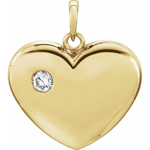 14K Yellow Gold 1/6 CT Natural Diamond Heart Pendant